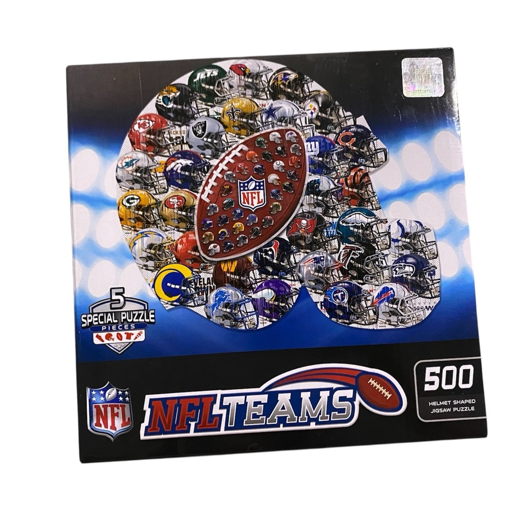 NFL Teams Helmet Shaped 500 Piece Puzzle Cleat/Jersey/Football Shape NEW